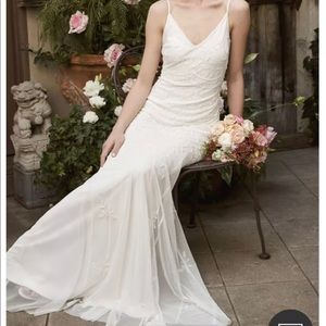 Lulus To Have and to Hold White Beaded Trumpet Hem Maxi Dress